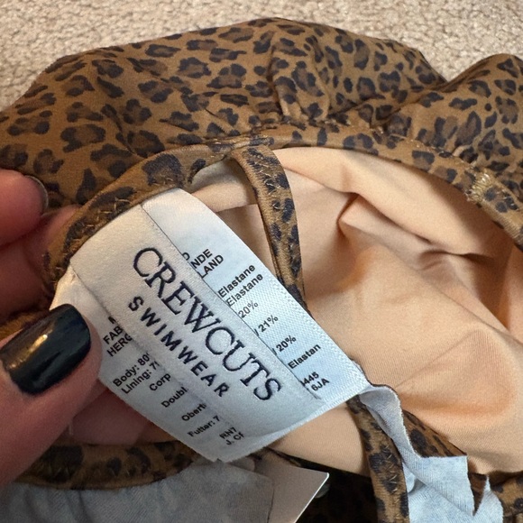 NWT J.Crew Crewcuts Girls' Ruffle Halter-Neck Two-Piece Swimsuit -Brown Cheetah - Picture 6 of 6